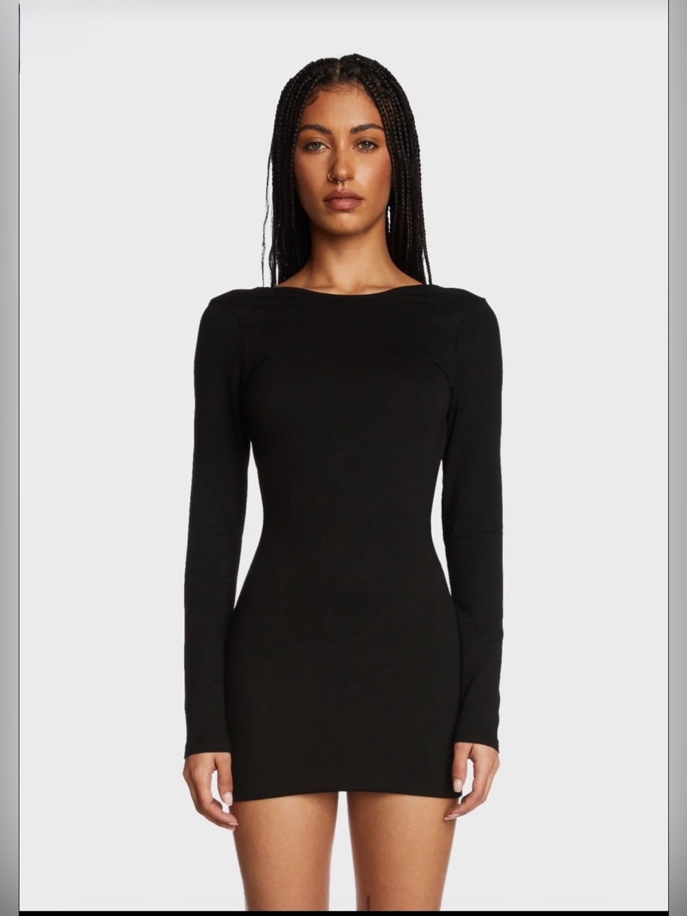 NWOT- EDIKTED ELLIE OPEN BACK MINI DRESS, Black, size Large